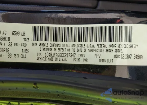 2012 Jeep Grand Cherokee Laredo z USA, uszkodzony, nr VIN 1C4RJFAG6CC217347